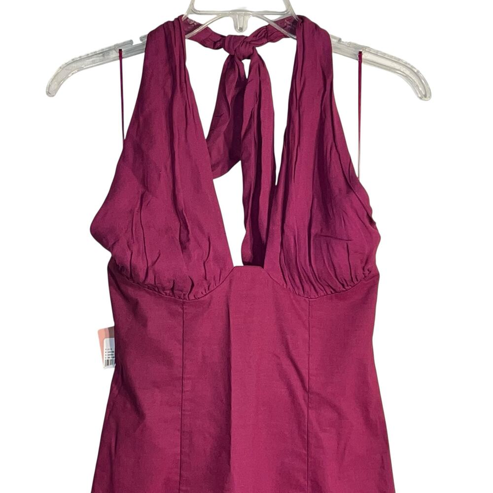 BHLDN Dark Purple Halter Midi Dress Size Small Wedding Guest or Special Occasion - Picture 3 of 11